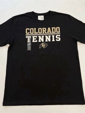 Colorado Buffaloes Tennis T-Shirt Black NCAA College CU Arch Logo Adult New Lrg